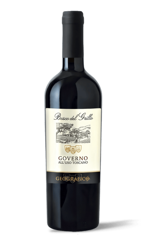 Bosco del Grillo Governo IGT 2023, 75cl wine bottle with a ruby red label.